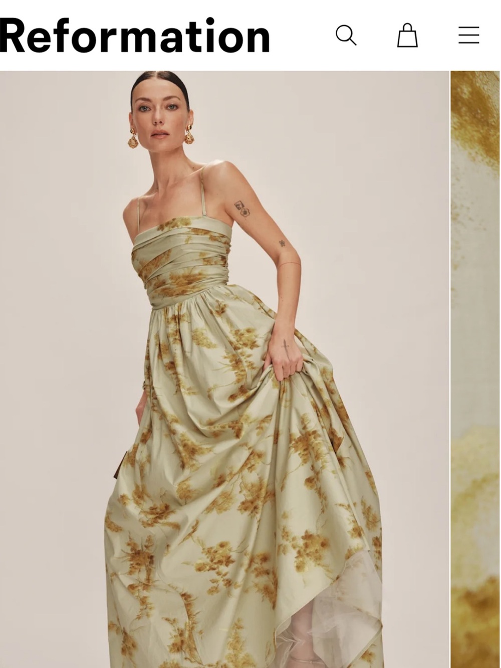 Reformation Kastoria Dress in Golden Hour - Picture 4 of 8